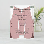 Roze en witte gay trouwprogramma's programmakaart (Staand voorkant)
