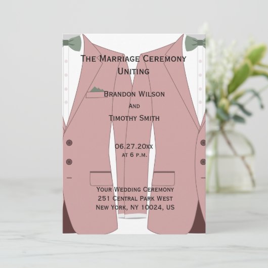 Roze en witte gay trouwprogramma's programmakaart (Staand voorkant)