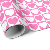 Roze en witte gebarsten patroon met hart cadeaupapier (Rol Hoek)