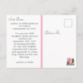 Roze en Witte Geboorteaankondiging Briefkaart (Achterkant)