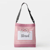 Roze en witte gebrande Floral Crossbody Tas (Achterkant)