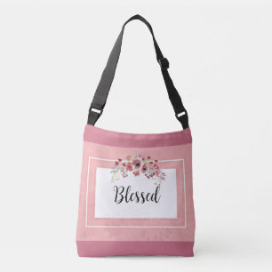 Roze en witte gebrande Floral Crossbody Tas