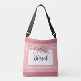 Roze en witte gebrande Floral Crossbody Tas