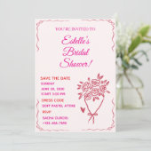 Roze en witte geïllustreerde Bruidsbruiloft Kaart (Staand voorkant)