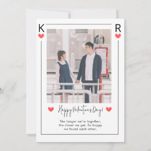 Roze en Witte Gelukkige Valentijnsdag Vakantiekaar Kaart