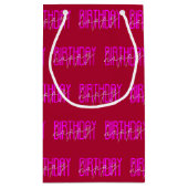 roze en witte, gelukkige verjaardagsontwerp klein cadeauzakje (Achterkant)