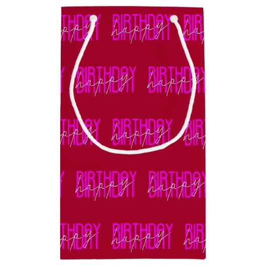 roze en witte, gelukkige verjaardagsontwerp klein cadeauzakje (Achterkant)