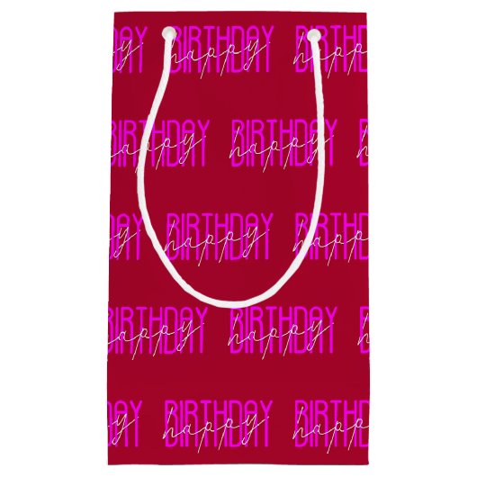 roze en witte, gelukkige verjaardagsontwerp klein cadeauzakje (Voorkant)