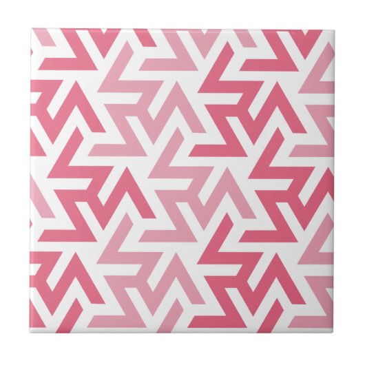 Roze en witte geometrisch tegeltje (Voorkant)