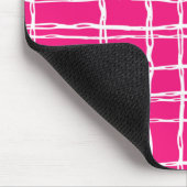 Roze en witte geometrische lijnpatronen muismat (Hoek)