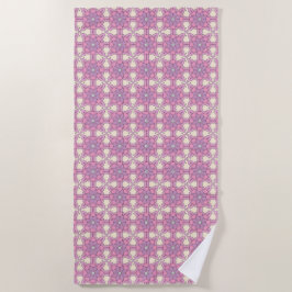 Roze en witte geometrische mandala patronen strandlaken