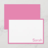 Roze en witte, gepersonaliseerde flatnote Kaart (Voorkant / Achterkant)