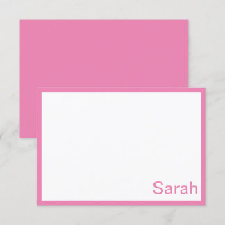 Roze en witte, gepersonaliseerde flatnote Kaart