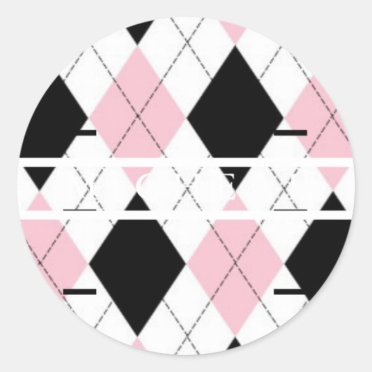 Roze en witte, gepersonaliseerde monogram envelop ronde sticker (Voorkant)