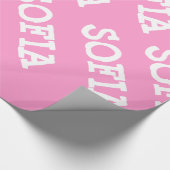 Roze en witte, gepersonaliseerde opbergpapier cadeaupapier (Hoek)