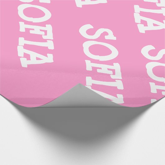 Roze en witte, gepersonaliseerde opbergpapier cadeaupapier (Hoek)