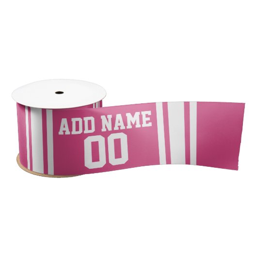 Roze en witte gepersonaliseerde sport Jersey Satijnen Lint (Spoel)