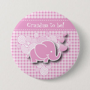Roze en witte geplakt Baby   DIY-tekst Ronde Button 7,6 Cm