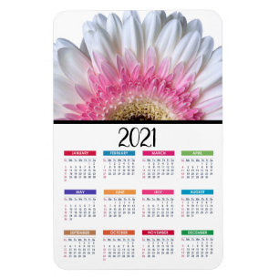 Roze en Witte Gerbera Daisy   Agenda 2021 Magneet