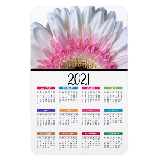 Roze en Witte Gerbera Daisy | Agenda 2021 Magneet (Verticaal)
