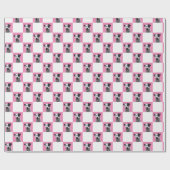 Roze en Witte Geruite Aangepaste Foto Cadeaupapier (Vlak)