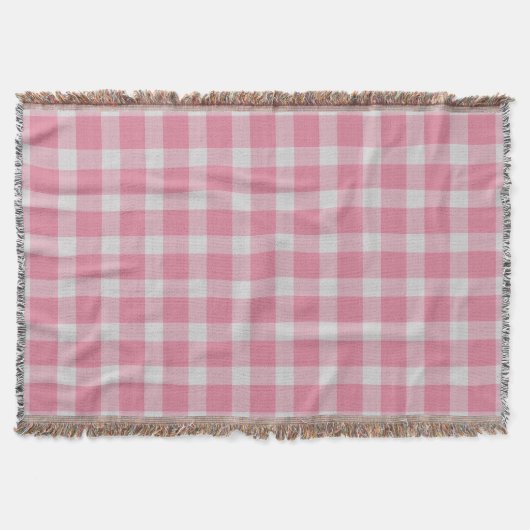 Roze en witte geruite gingham plaid deken (Voorkant)