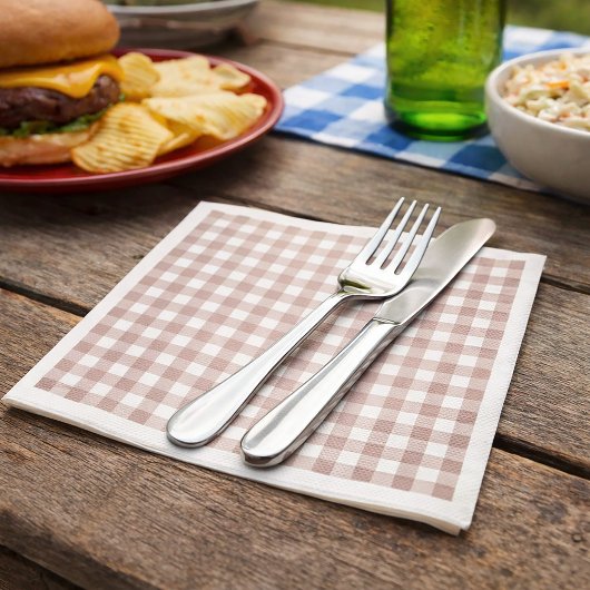 Roze en witte geruite gingham stof servet