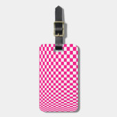 Roze en Witte Geruite Optische Illusie Bagagelabel (Voorkant verticaal)