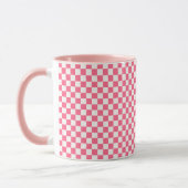 Roze en Witte Geruite Patroon Mok (Links)