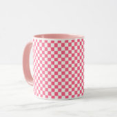 Roze en Witte Geruite Patroon Mok (Voorkant links)