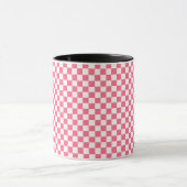 Roze en Witte Geruite Patroon Mok (Midden)