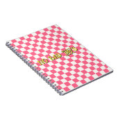 Roze en Witte Geruite Patroon Notitieboek (Rechterzijde)