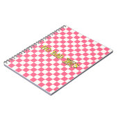 Roze en Witte Geruite Patroon Notitieboek (Linkerzijde)
