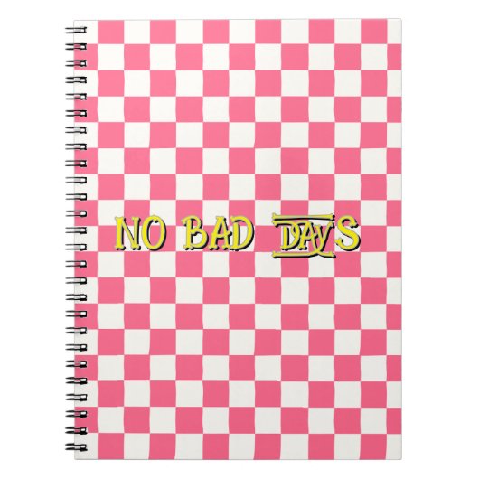 Roze en Witte Geruite Patroon Notitieboek (Voorkant)