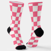 Roze en Witte Geruite Patroon  Sokken (Gebogen)
