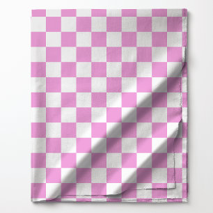 Roze en Witte Geruite Patroon Stof