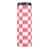 Roze en Witte Geruite Patroon Thermosbeker (Achterkant)