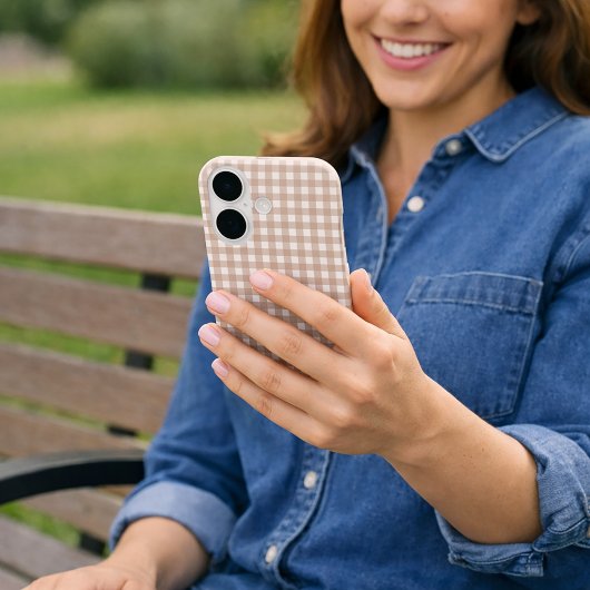 Roze en witte geruite plaid patroon Case-Mate iPhone case