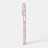 Roze en witte geruite plaid patroon iPhone 16 hoesje (Linkerkant)