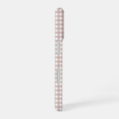 Roze en witte geruite plaid patroon iPhone 16 hoesje (Rechterkant)