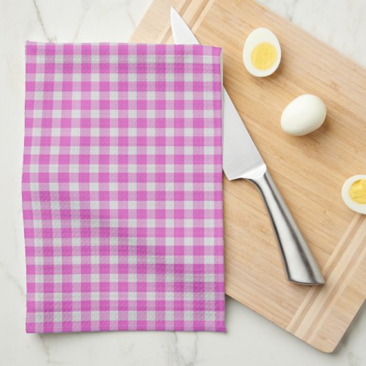 Roze en witte geruite plaid theedoek (Quarter Fold)