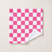 Roze en witte geruite print bad handdoek (Wasdoekje)
