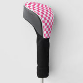 Roze en witte geruite print golfheadcover (Schuin)