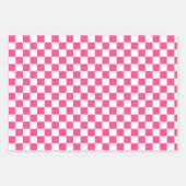 Roze en witte geruite print inpakpapier vel (Voorkant 3)