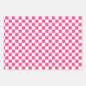 Roze en witte geruite print inpakpapier vel (Voorkant)