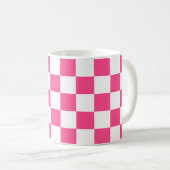 Roze en witte geruite print koffiemok (Voorkant rechts)