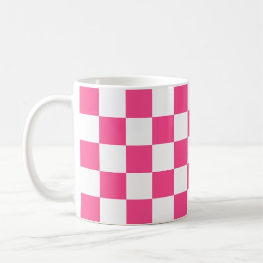 Roze en witte geruite print koffiemok (Links)