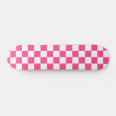 Roze en witte geruite print persoonlijk skateboard (Horizontaal)