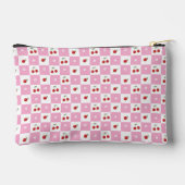 Roze en witte geruite ritszak etui (Achterkant)