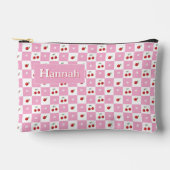 Roze en witte geruite ritszak etui (Voorkant)